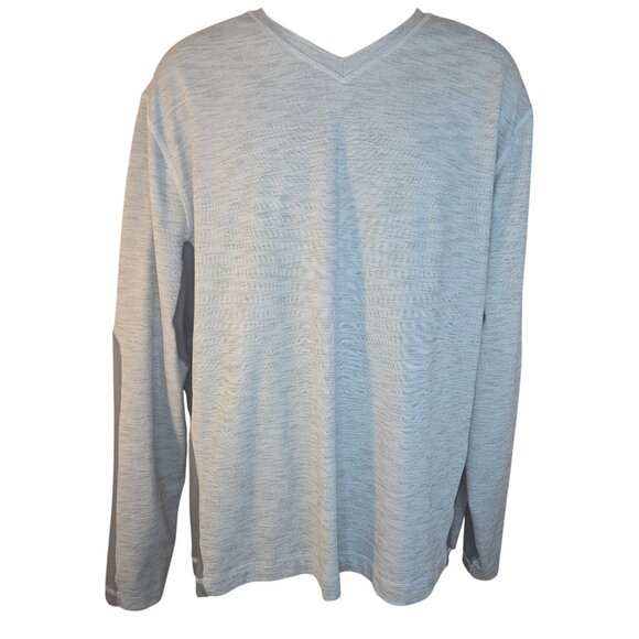 Nike Mens Golf Dri-Fit Gray Long Sleeve V-Neck Shirt XL Lightweight Activewear - Picture 1 of 8